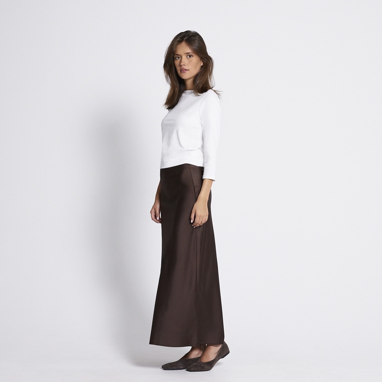 Satin skirt "Corinne" Brown